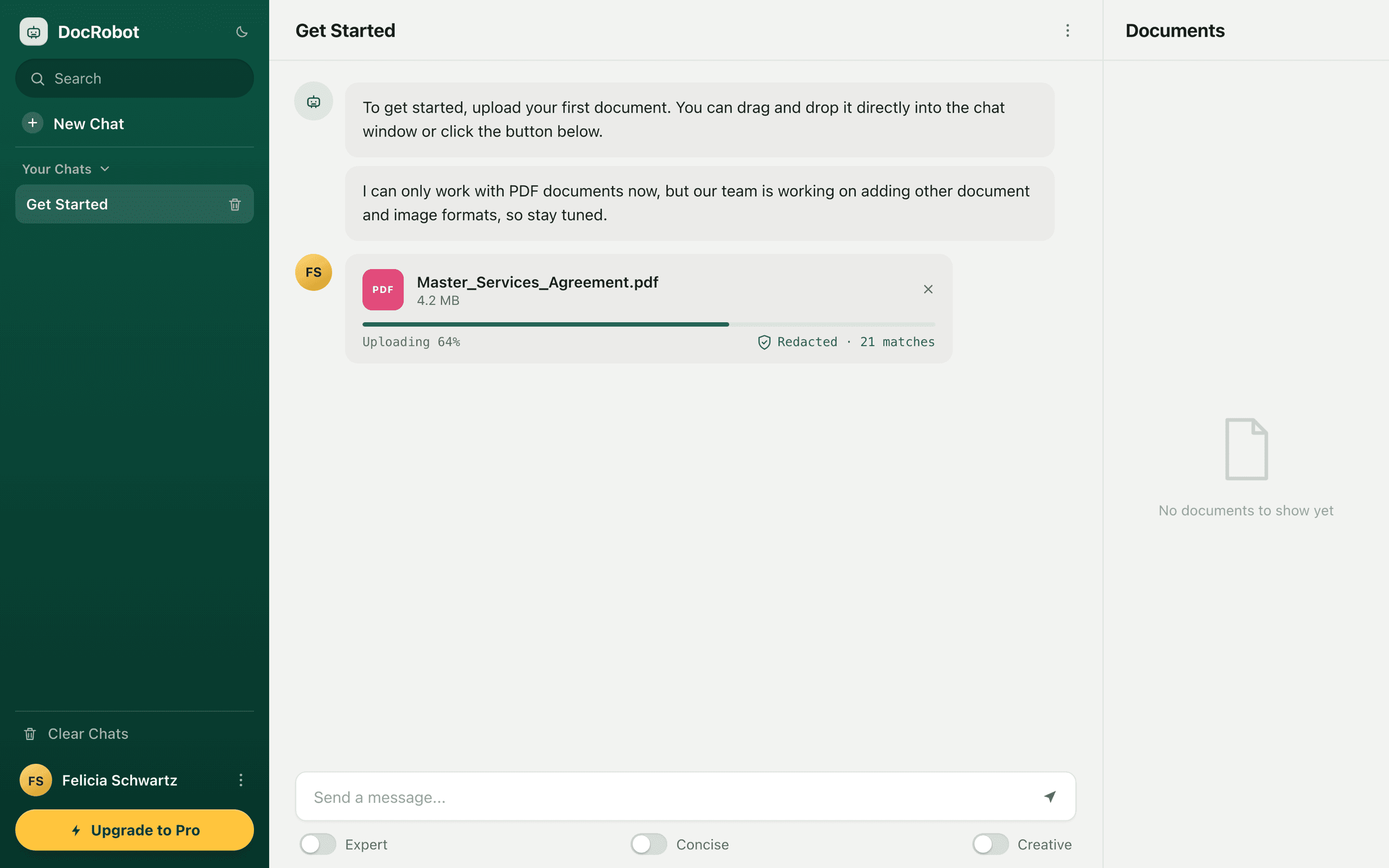 DocRobot — Cleaned copy uploads