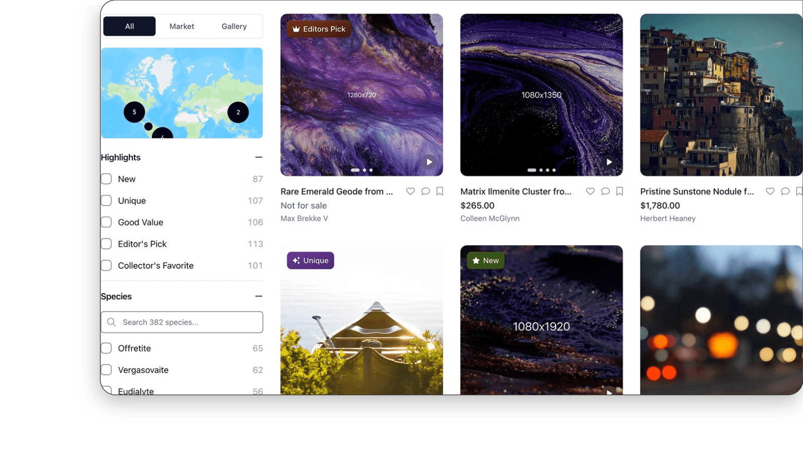 A social marketplace for rock & mineral collectors