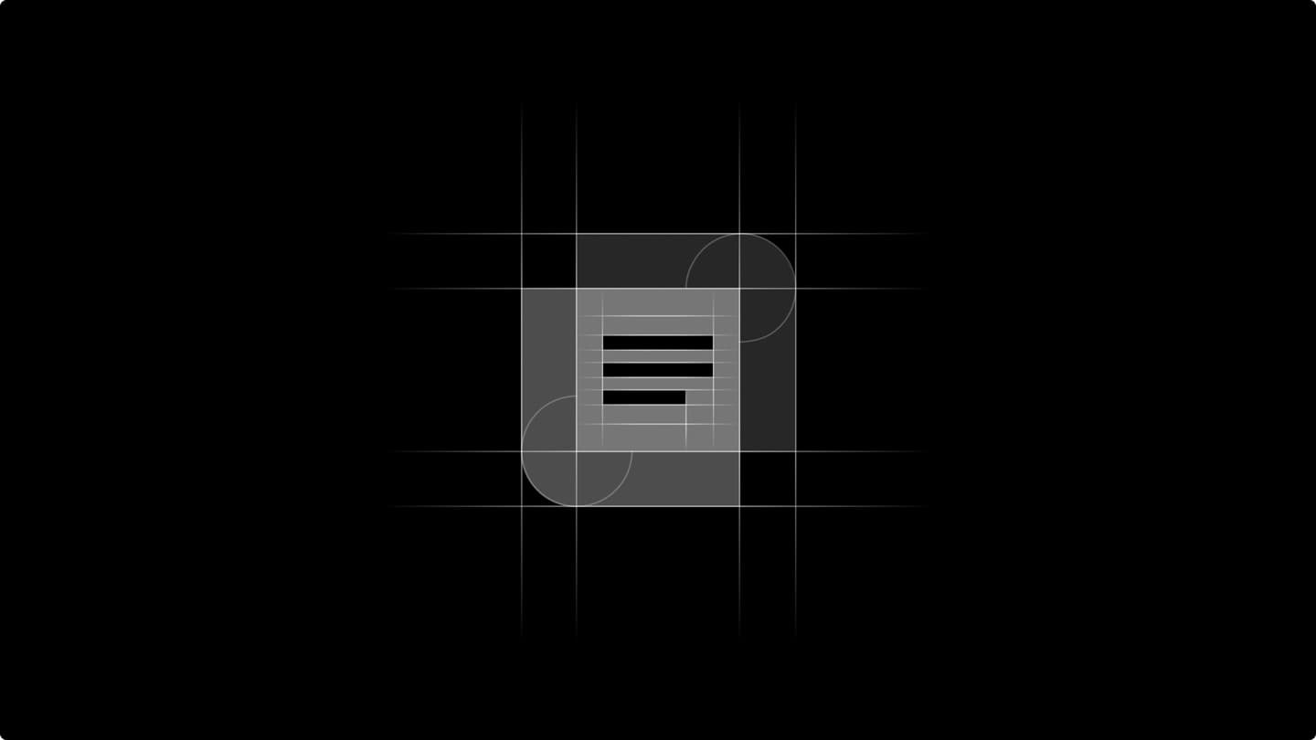 Logo construction grid — chat-bubble mark with circular guides and baseline geometry
