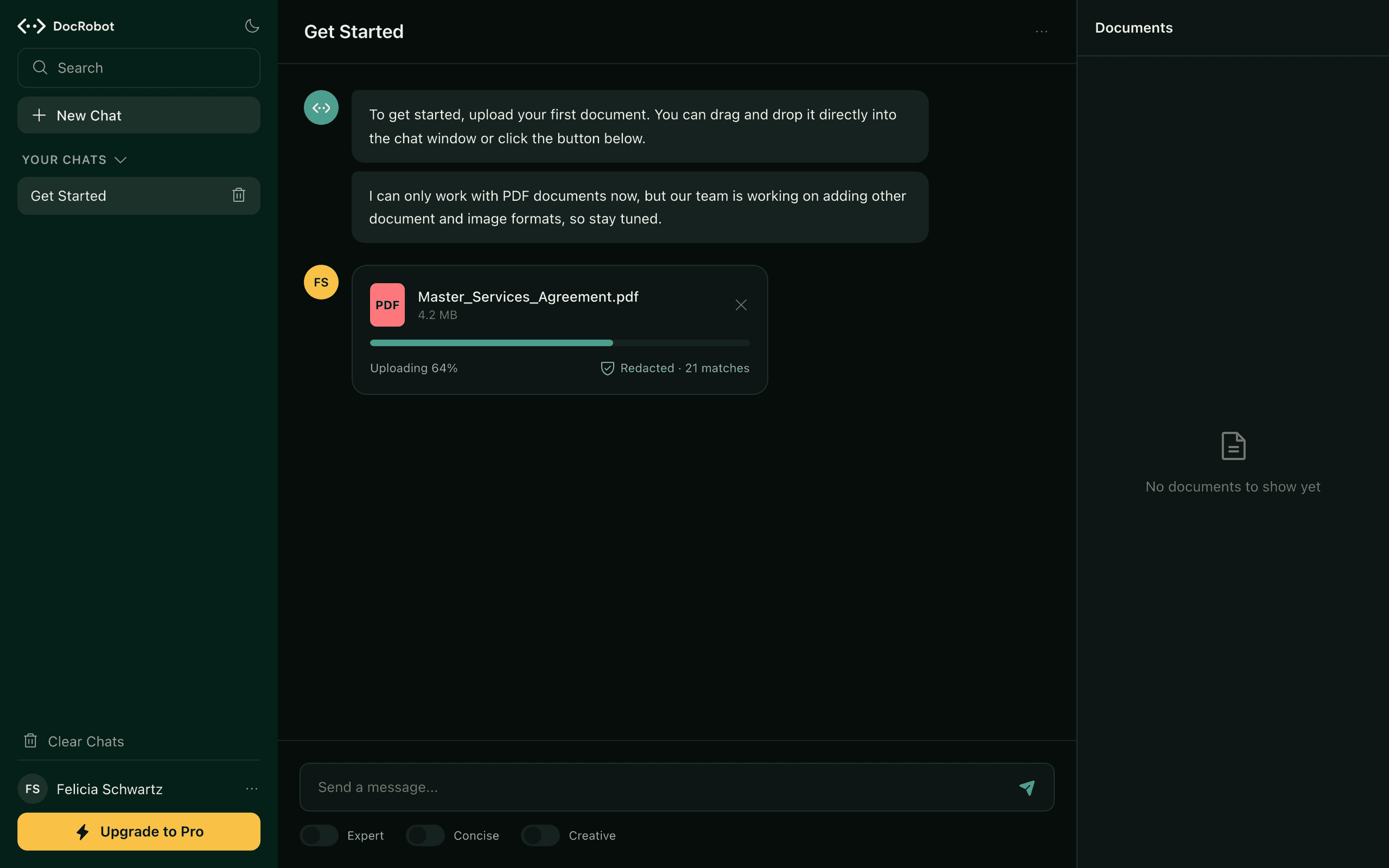DocRobot — Cleaned copy uploads