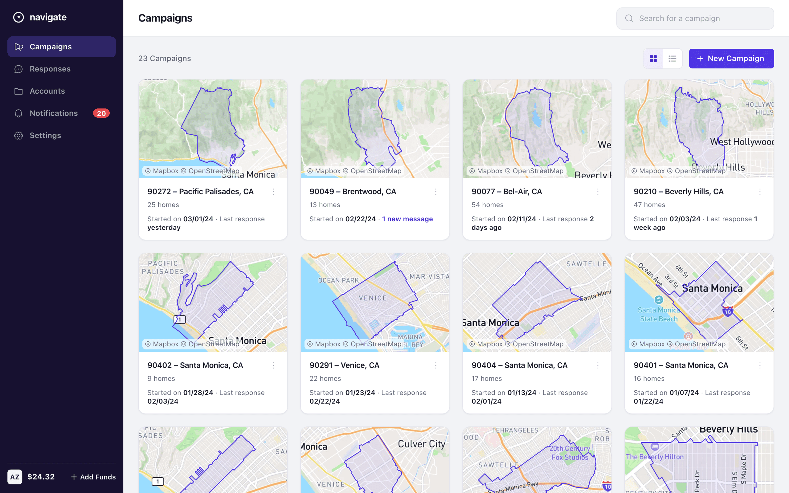 Navigate — The dashboard