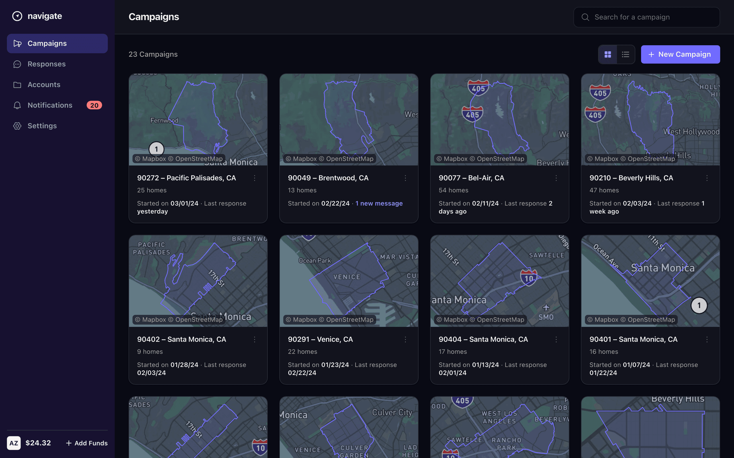 Navigate — The dashboard