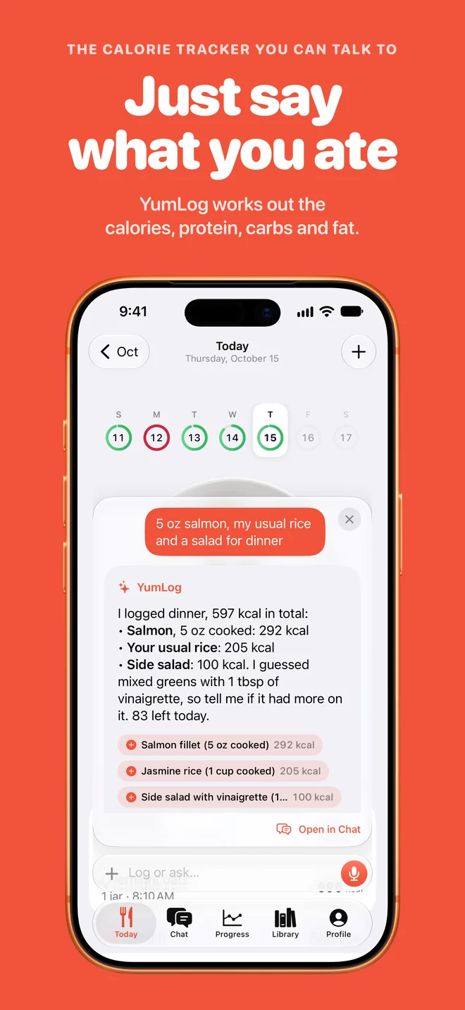 App Store screenshot: “Just say what you ate”