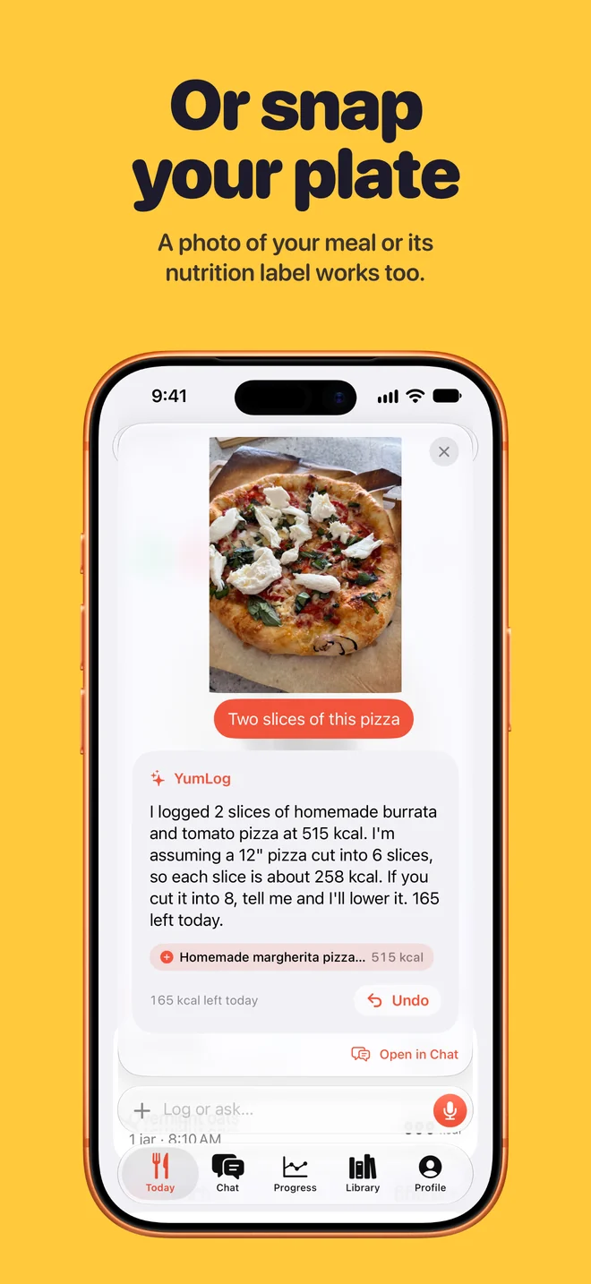 App Store screenshot: “Or snap your plate”